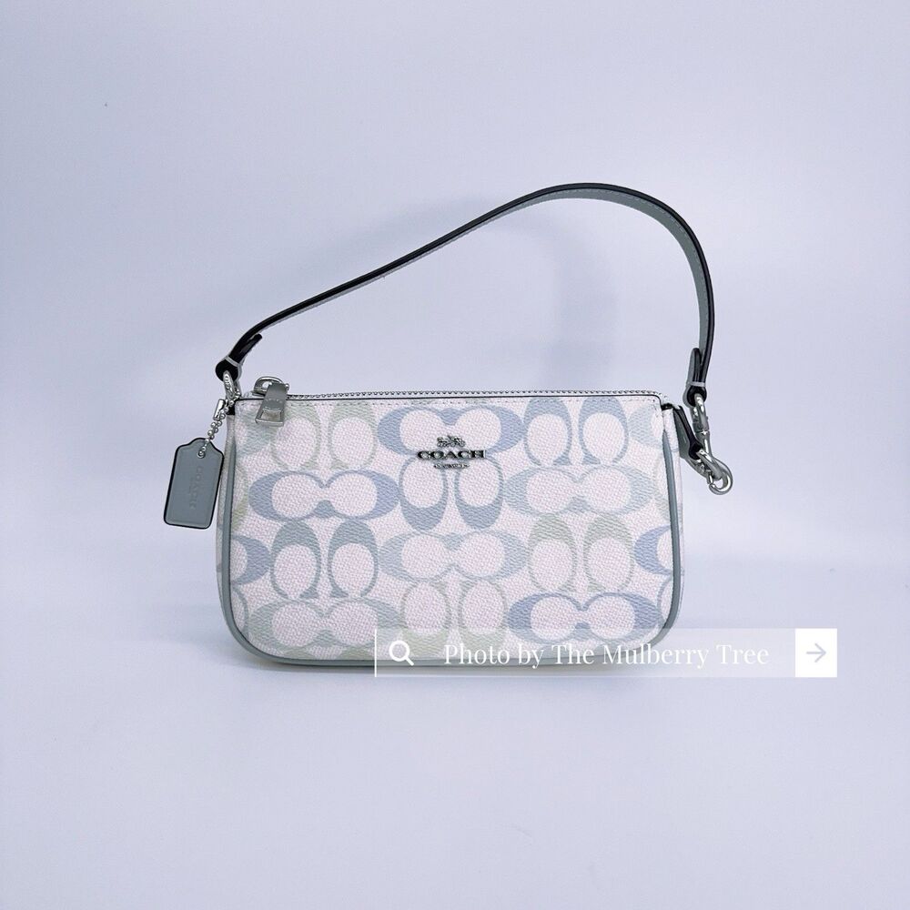 Coach CDW29 Nolita 19 In Pretty Signature Canvas Chalk Blue Wristlet Purse Bag - Picture 2 of 8